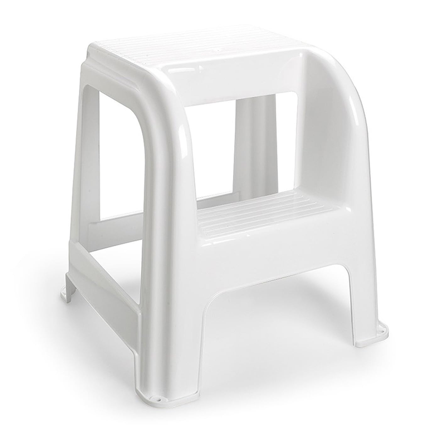 Acan Tradineur - Taburete plástico Blanco con peldaño 45.5 x 44.2 x 42 cm, banqueta, Silla de Dos Pasos, Ligera, hogar