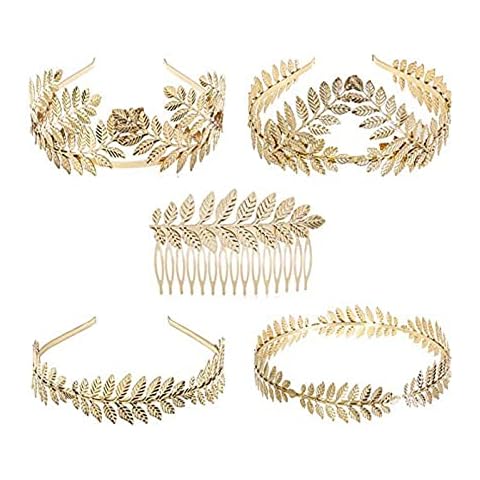 Diadema de boda Danolt 5 piezas con hojas de laurel doradas Cover