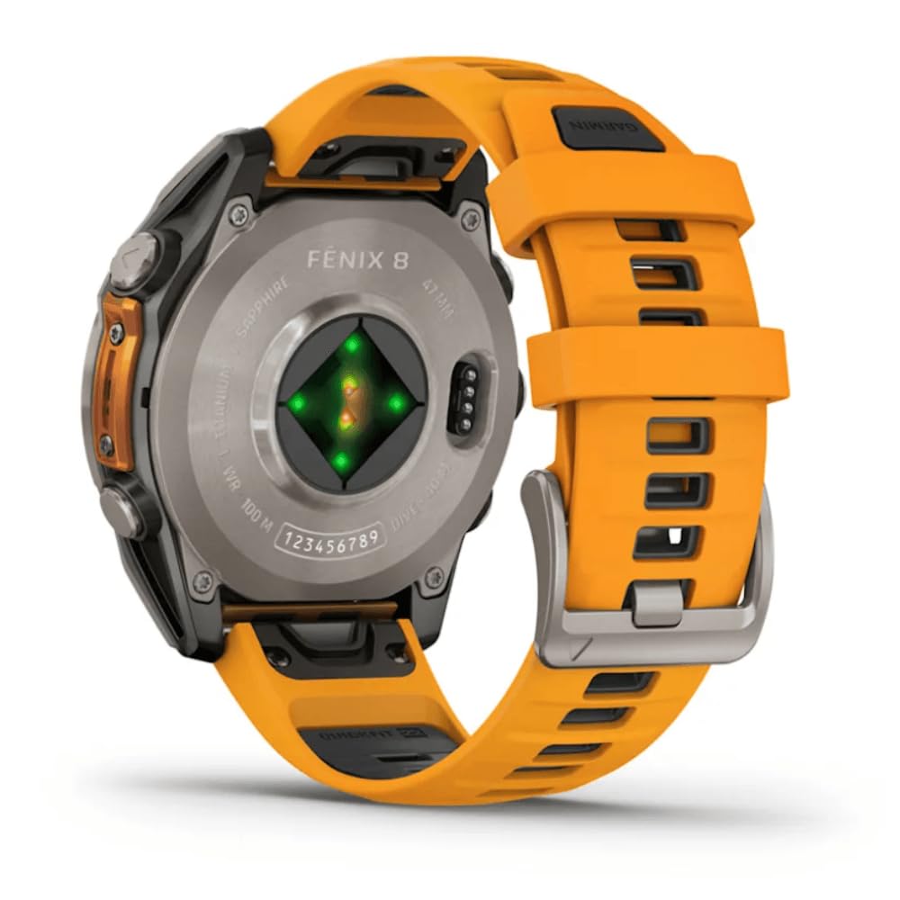 GARMIN FENIX 8-47 mm, AMOLED, SAPPHIRE TITANIUM ZE SPARKORANGE/GRAFITOWYM PASEM SILIKONOWYM