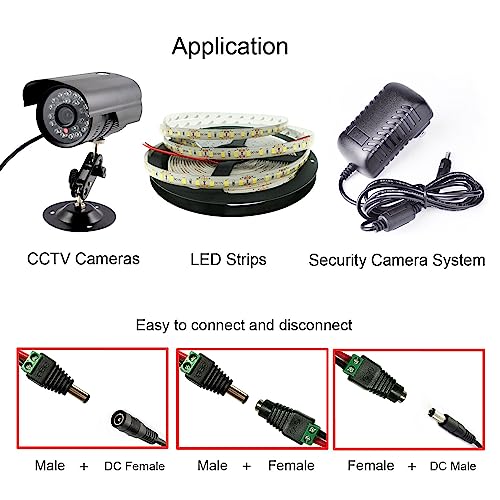 DAYKIT 10 Pairs 12V Male+Female 2.1x5.5MM DC Power Jack Plug Adapter Barrel Connector for CCTV Security Camera Led Strip - Image 6
