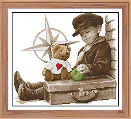Kit para bordar punto de cruz con patrón de oso de peluche el regalo de costura ideal