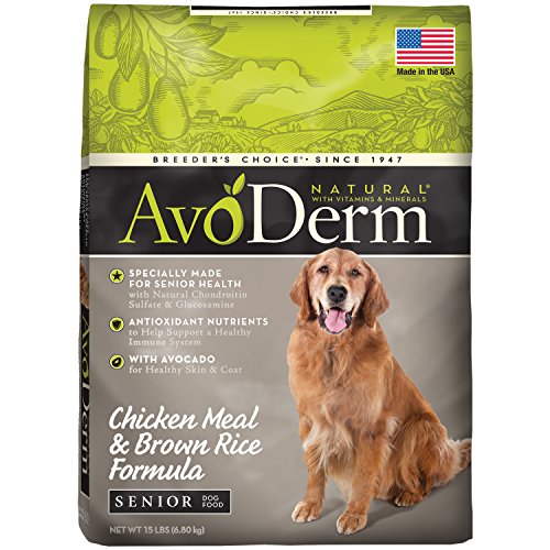 AvoDerm Natural Senior Dry Dog Food, Supports Joint Health, Chicken & Brown Rice Formula
