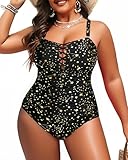 Yonique Women Plus Size One Piece Swimsuits Tummy Control Bathing Suits Vintage Swimwear Black Star 18plus