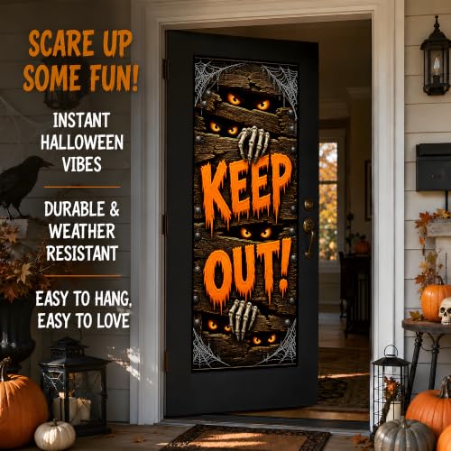 Image of Halloween Door Decorations - Halloween Keep Out Door Cover