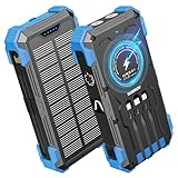 Sudrov Solar Charger Power Bank, 42800mAh Wireless Portable Charger with USB-C in/Output, QC3.0 Fast Charging 15W 4 Ports Outdoor Battery Pack Built-in Dual Led Flashlights for iPhone Samsung etc