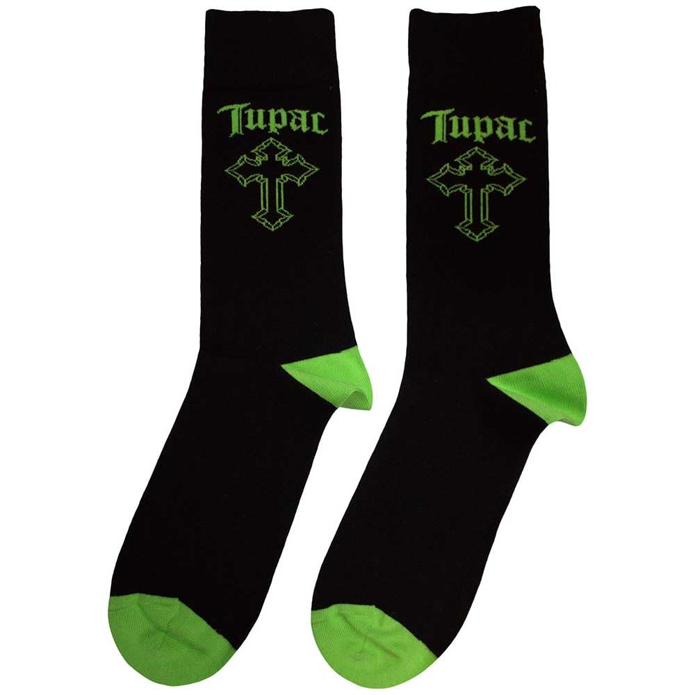 Rock Off officially licensed products Tupac Green Cross Ankle Socks One Size