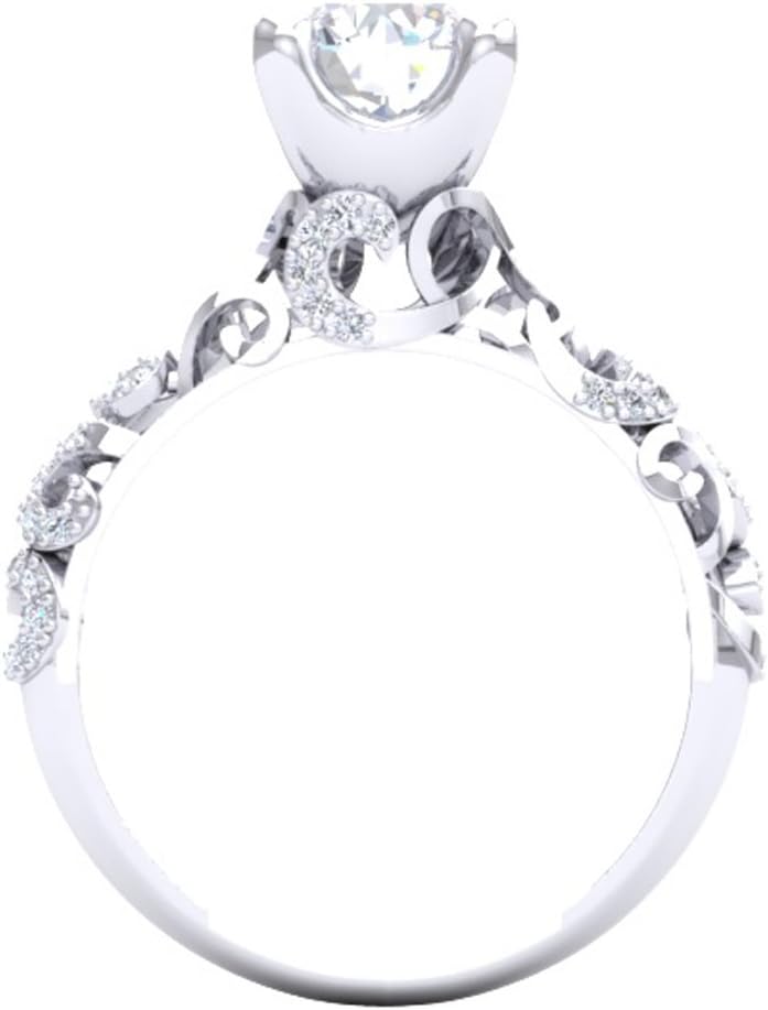 Dazzlingrock Collection Round White Cubic Zirconia Vintage Split Shank Engagement Ring 2 1/2 CT, Sterling Silver
