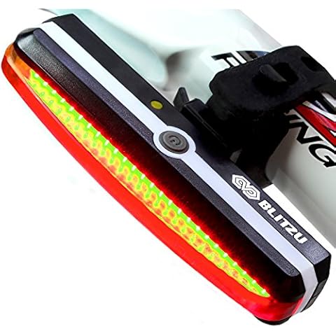 Blitzu Ultra Bright Bike Light Cyborg 168T USB Rechargeable Bicycle Tail Light. Red High Intensity Rear LED Accessories Fits On Any Road Bikes Cover