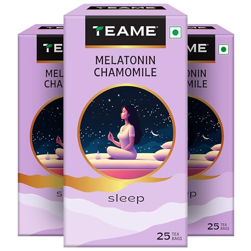 Image of TE-A-ME Melatonin Chamomile 25 Tea Bags | Chamomile Tea | Harbal Tea | Pack of 3 | Total 75 Tea Bags