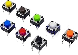 100 Unids 6 * 6 * 5 mm Orificio Pasante Micro Pulsador Táctil Interruptor Marrón Azul Negro Rojo Naranja Verde Amarillo Blanco (Color : Red) interruptor electronico (Color : Gelb)