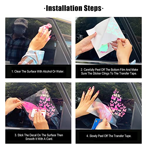 Leniutor 5Pcs Butterfly Car Decal Set, Waterproof Vinyl Butterflies Sticker For Cars Women Girl Car Stickers Beautiful Reflective Bumper Window Laptop Decals (Brushed Silver) #TOP5