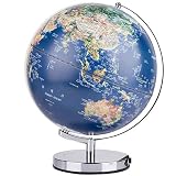 ADNUP Globe Flottant HD Lumineux 25Cm Bureau Etudiant Décoration Monde Géographie Enseignement Egaufrage