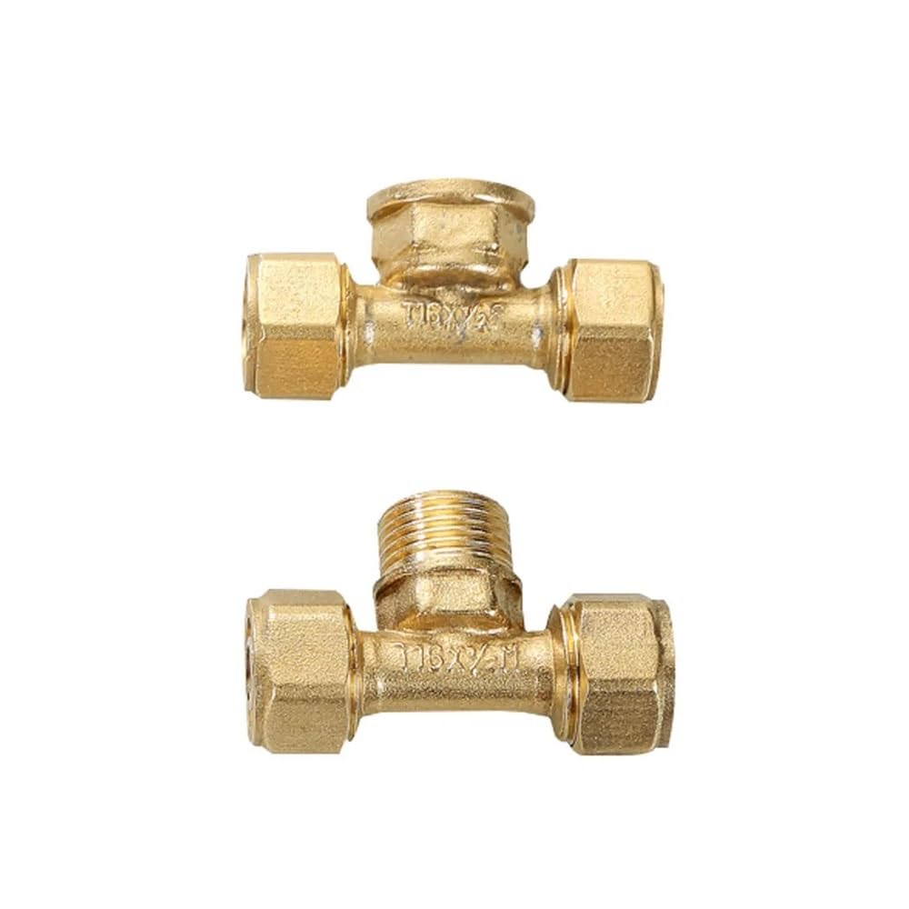 RUAJOGYNVM DN15 DN20 DN25 Male/Female Thread Tee Pex Pipe 1216/1418/1620/2025/2632 Fitting Aluminum Pipe Fittings T Type(DN15 BSPMx1216) RUAJOGYNVM
