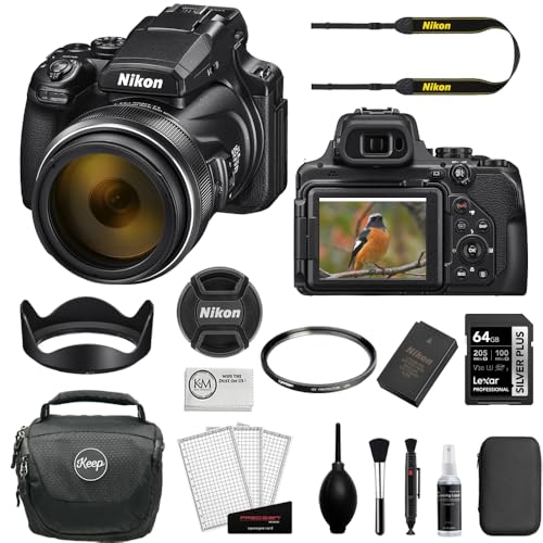 Image of Nikon COOLPIX P1100 Superzoom Digital Camera | 125x Optical Zoom with Image Stabilization Bundle with 64GB Card + Tiffen UV Filter + KC-25 Camera Bag + Cleaning Kit + Cap Keeper + Microfiber Cloth
