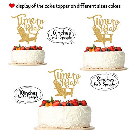 Time To Relax Cake Topper, Happy Retirement Cake Decor, Officially Retired, Retirment Party Decorations For Man Woman Gold Glitter #TOP5