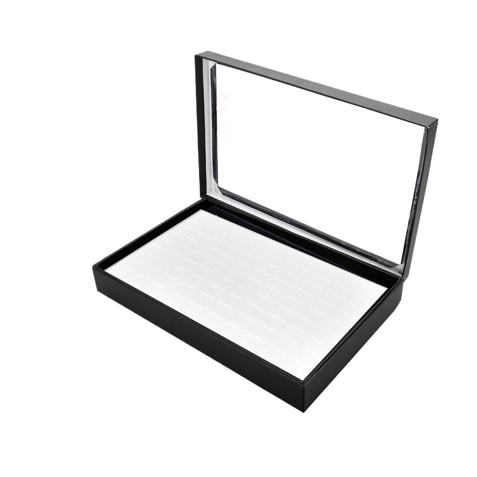 ZNJAMN 1pcs Ring Display Case Organizer With Transparent Lid Jewelry Studs Earrings Tray Holder Storage Box for Ring(White)