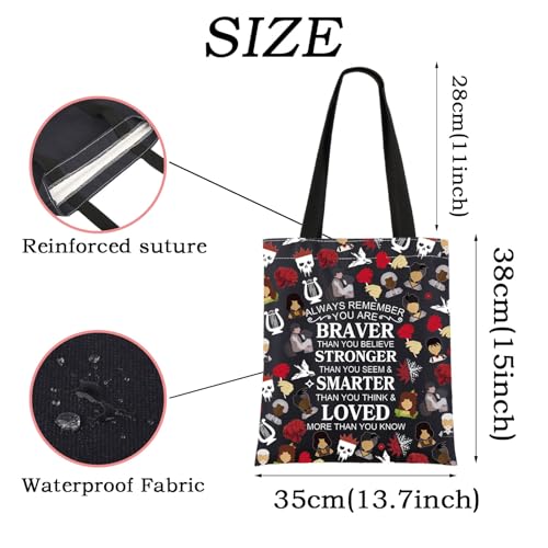 Bolsa Tote Musical Inspirada en Hadestown Roja con Diseño de Carnaciones miniatura 4