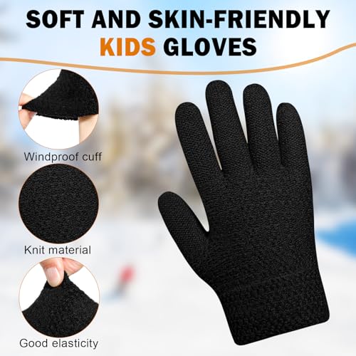 ONESING Kids Knit Gloves - Stretchy Gloves for Boys Girls Winter, Solid Finger Gloves for Children2