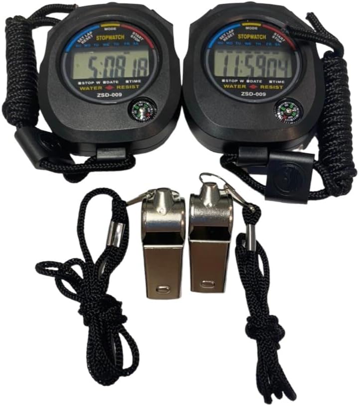 Miniatura 3 de Paquete de 2 cronómetros y 2 silbatos para entrenamiento deportivo