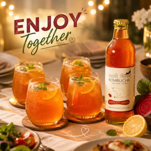 Image of KAALI BILLI Kombucha Beetroot Lemon, Pack of 4 | Fermented Tea, All Natural, Gut Healthy Drink | 4 x 250ml | Vegan, Preservative free, Low calorie, Low sugar