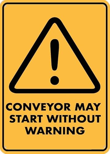 Gifdeeha Caution Conveyor May Start Without Warning Sign Outdoor Metal