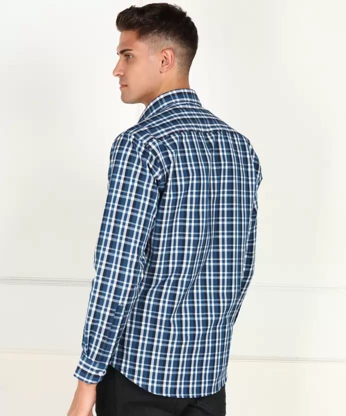 Image of ARDYN Slim Fit Checkered Spread Collar Casual Shirt for Men