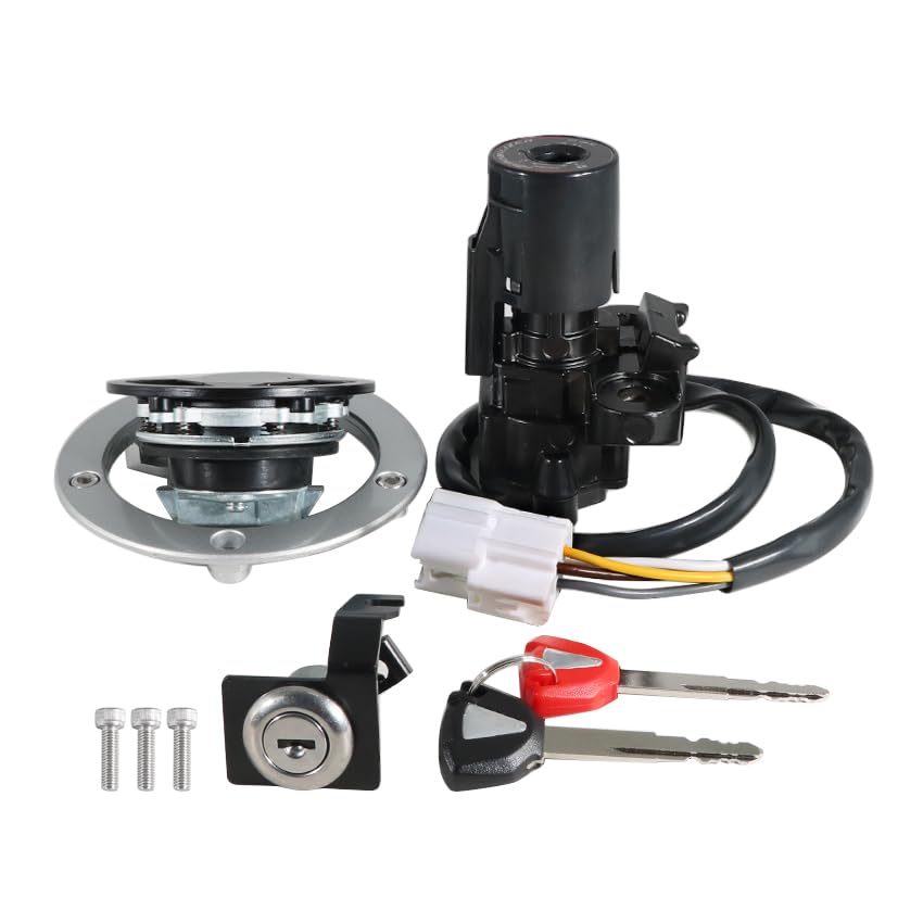 Ignition Switch Fuel Gas Cap Seat Lock Keys Replacement Kit for Kawasaki 27005-0556 27045-5470 51049-0030, for Kawasaki ZX1000 Ninja ZX10R 2011-2012
