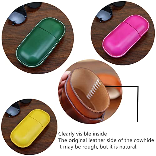 Fanyixuan Leather Glasses Case Cowhide Vintage Men And Women Nearsighted Glasses Sunglasses Travel Anti-Crush Storage Box (Yellow) #TOP3