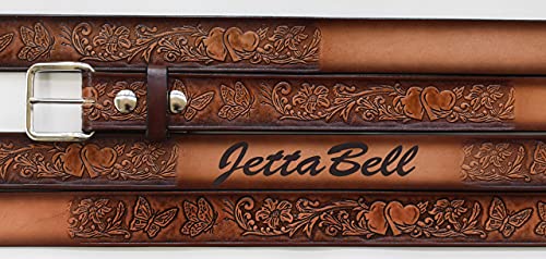 Women's Custom Butterfly and Hearts Leather Belt Personalized3