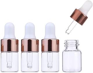 Botellas cuentagotas de cristal, 50 paquetes de botellas de aceite esencial con cuentagotas de vidrio transparente, para muestra, para perfumes, cosméticos y líquidos con cuentagotas de cristal (2 ml)