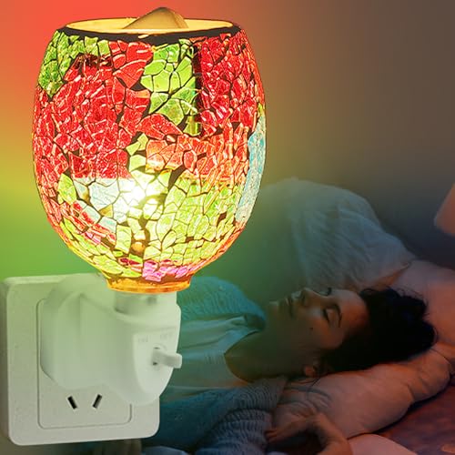 PORFOYO Lámpara aromática eléctrica, calentador de cera para fusión, calentador de aceites esenciales, difusor de aromaterapia, lámpara de aroma para cera aromática, lámpara de enchufe para dormitorio