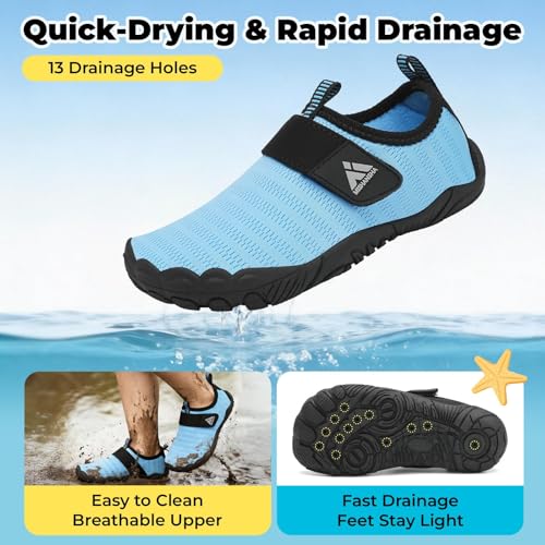 Image of Mishansha Kids Water Shoes Quick-Dry Wide Toe Box Non-Slip Barefoot Shoes Beach Pool Swim Shoes