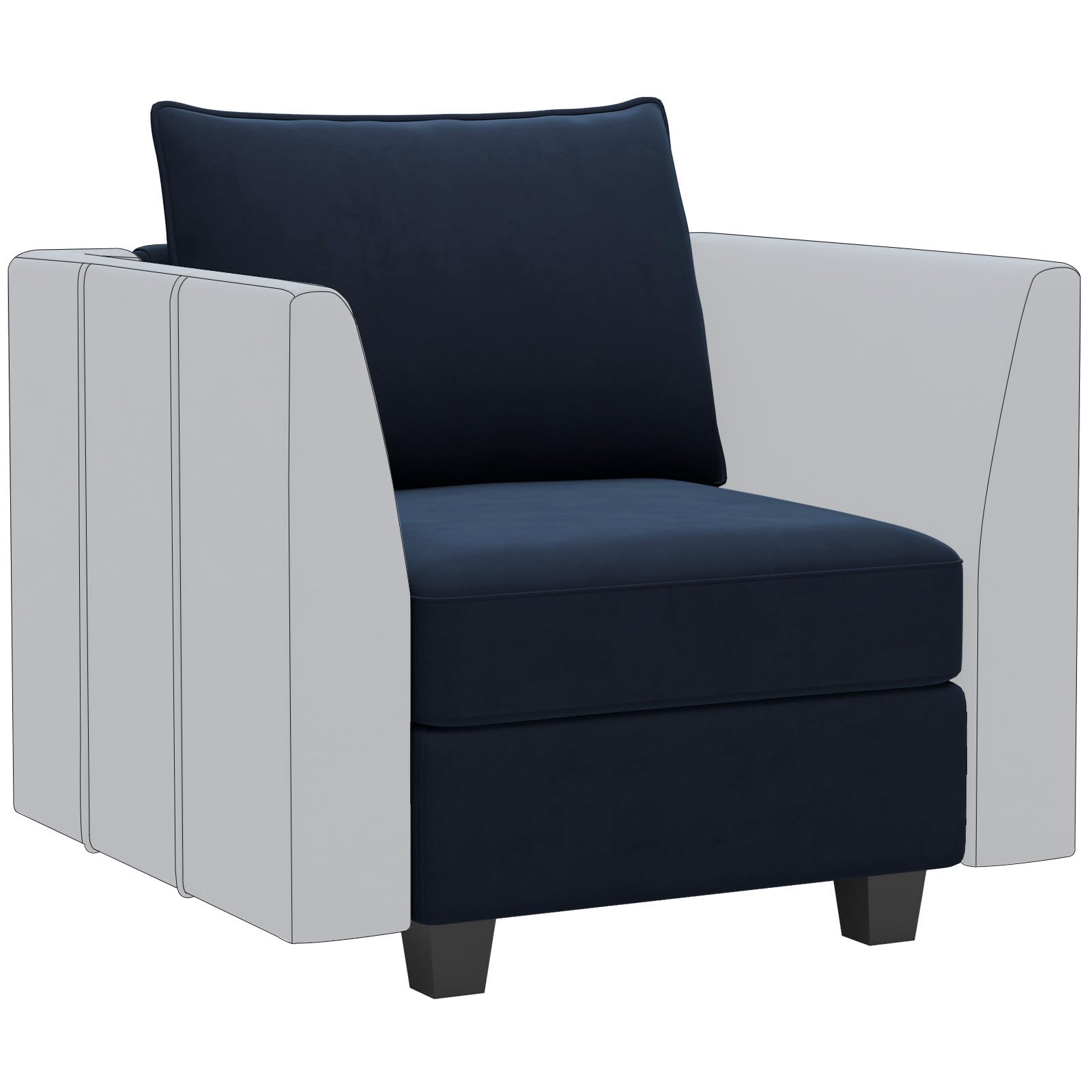 Belffin Modular Sofa Middle Seat Module for Velvet Piping Modular Sectoinal Couch, Armless Single Sofa, Blue