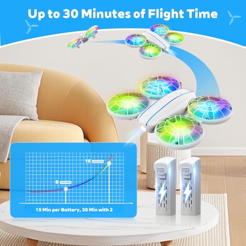 FORESTDREAM Kids Mini Drone Toy with Lights, Easy Fly RC Quadcopter for Beginners, 3D Flips, Altitude Hold, Headless Mode, Safe Propeller Guard, Gift for Boys and Girls (White) — view 5