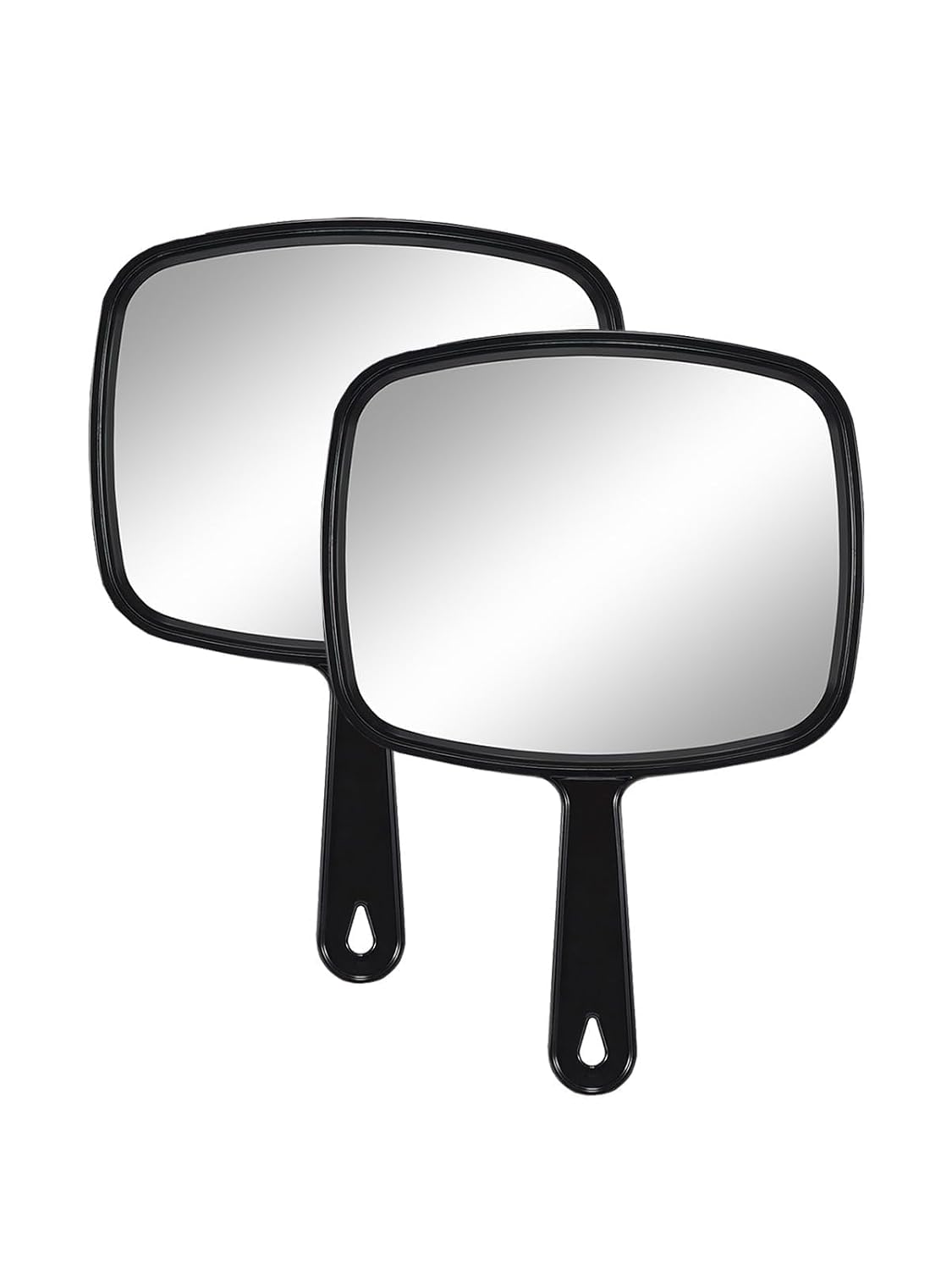 Geetery 12 Pcs Hand Held Mirrors with Handles Hand Makeup Mirrors Bulk Wall Mount for Women Cosmetic Bathroom Home Barber Salon Travel Portable Beauty School Gift, 6.69 x 9.45 Inch (Black)