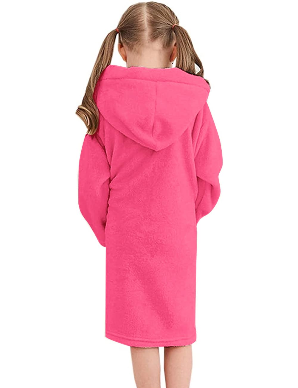 Umeyda Bademantel für Mädchen und Frauen, Fleece, mit Kapuze, weich, flauschig, warm, flauschig, für Kinder und Damen