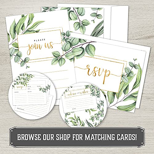 Set Of 25 Fill-In Invitations With Envelopes And Rsvp Cards - Greenery Gold Invites For All Occasions - Perfect For: Wedding, Bridal Shower, Engagement, Birthday Party, Baby Shower (25 Pack) #TOP4