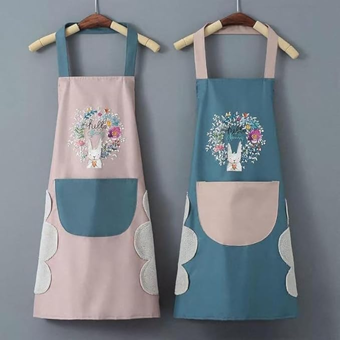 Waterproof Kitchen Apron for Women with Big Front Pocket Hand-Wiping Towel | Comfortable Wear-Resistant Chef Apron for Cooking | One Size Pack of 1-image-34