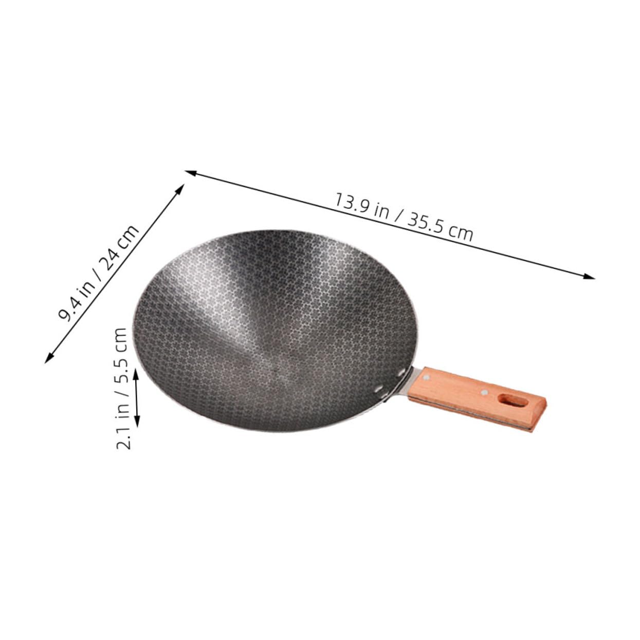 Abaodam Wok da Cucina Piccolo in Ferro Manico in Legno, Rotondo | Superficie Liscia Stile Giapponese Facile da Pulire e Uso Outdoor Ristorazione Occidentale