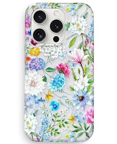 Coque iPhone 15 Pro motif fleurs - Un joli cadeau pour femme et fille