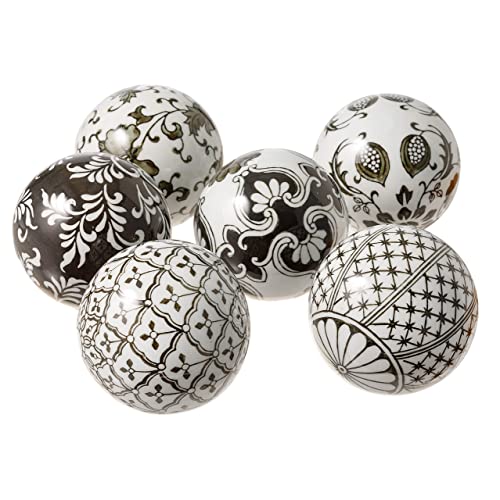 Liphontcta Black Porcelain Orbs Decorative Balls Small Ceramic Spheres For Centerpiece Or Individual Use Ideal For Use In Tray Bowl Or Basket Decor 3 Inches Each Set Of 6 #TOP2