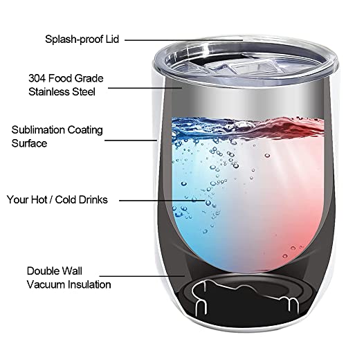 6Pcs Sublimation Blank Wine Glass Tumbler 12 Oz Stainless Steel Eggshell Cup With Lid And Straw Heat Transfer Double Wall Insulated Travel Mug Gift Sets For Wine, Champaign, Beer, Cocktails,Coffee #TOP3
