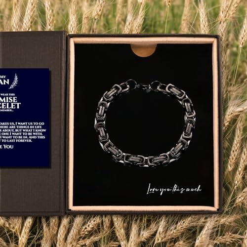Love You This Much Promise Bracelet for Him | Mens 5mm Twist Steel Bracelet | Sentimental Gift for Boyfriend | 8"+1" Extender | Luxury Gift Box & Card3