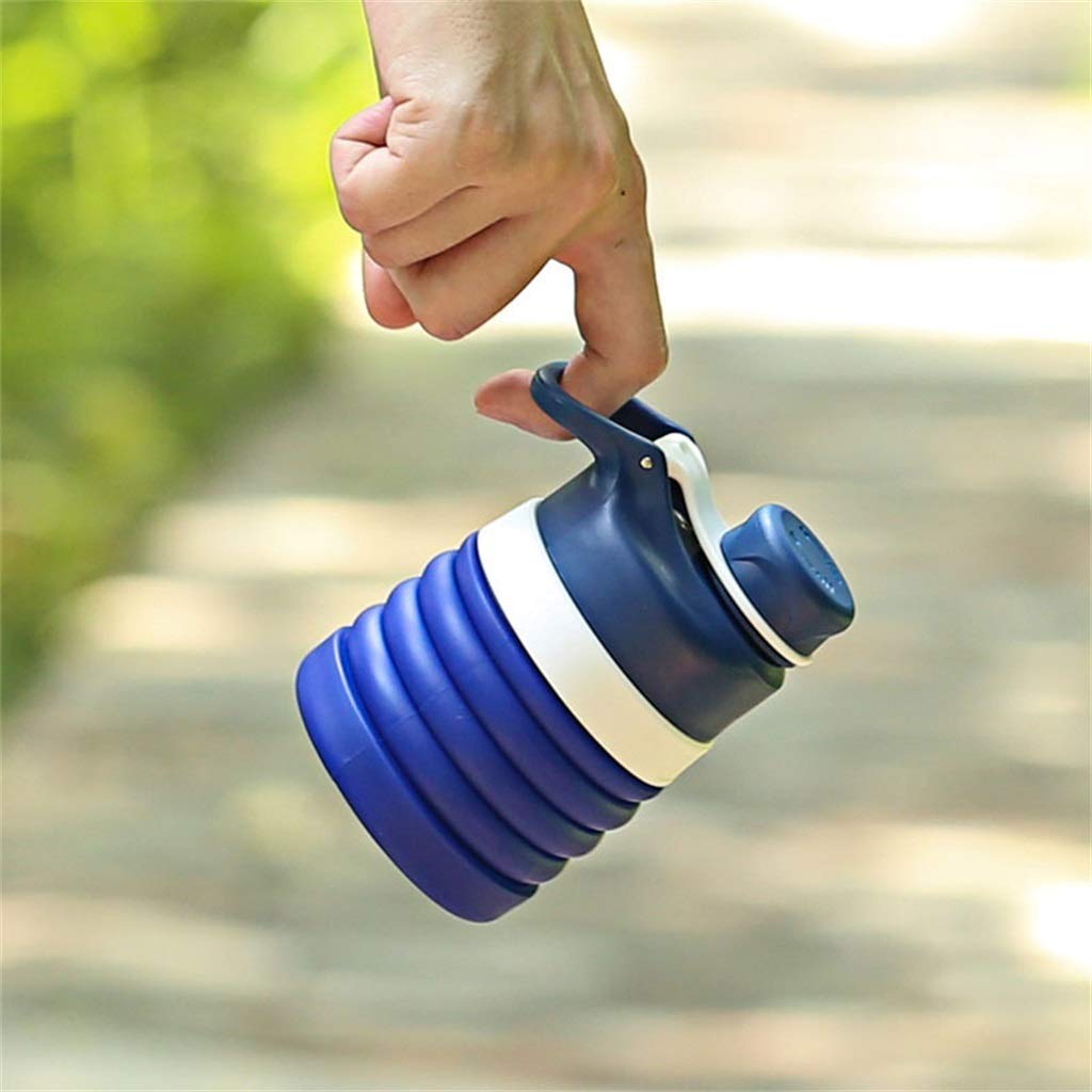 Bottiglia d'Acqua Pieghevole, 500ml Resistente al Calore con Gancio Usato for Viaggi All'aperto (3 Colori)