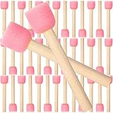 WHQXFDZ 40 Pieces 0.8 inch Round Sponge Foam Brush Set Paint Brush Wooden Handle Foam Brush Sponge Painting Tools for Painting Crafts(0.8inch)