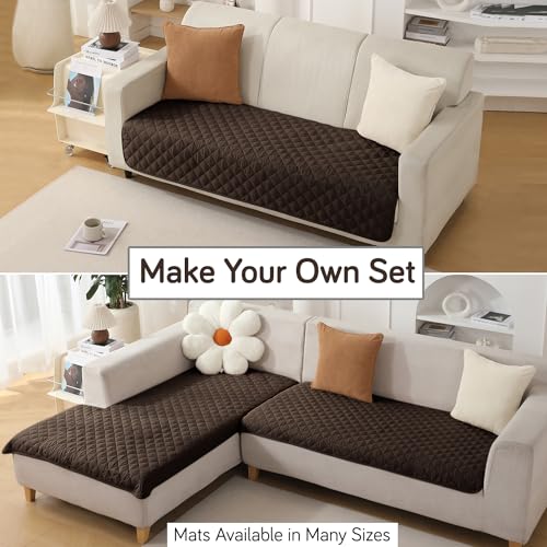 Image of HOKIPO Polyester Quilted Waterproof Sofa Cover Mats For L Shape And 1 /2 /3 Seater Sofa. Make Your Own Sofa Cover Set, Mat Length 81(D) X 110(L) Cm, Chocolate Brown (Ar-4965-W1)