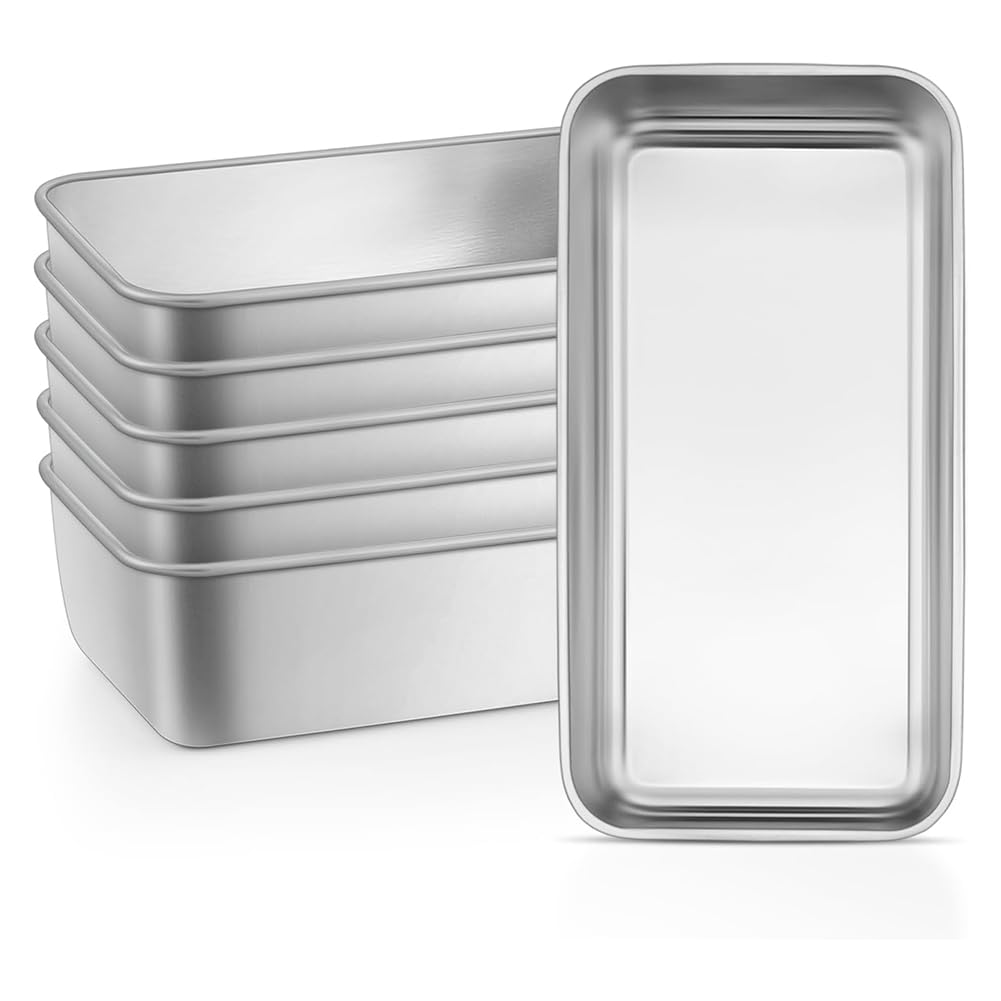 Hndhbfgrt Loaf Bread Pan Set of 6, Stainless Steel Metal Rectangle Bakeware for Baking Homemade Bread Cakes