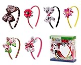 Bundle Monster 6pc Cute Handmade Grosgrain Ribbon Bows Toddler Girl Hair Headbands, SET A - Assorted Mix Lot Set