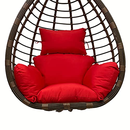 Srutirbo Egg Chair Cushion Replacement Foldable Waterproof Hanging Basket Swing Chair Cushion with HeadrestOutdoor Porch Backyard Patio Hammock Swing Replacement Cushions (Red)