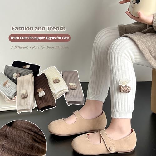 Girls Tights Ribbed Lines Crew Socks Solid Cartoon Thickened Casual Girls Leggings One Pack3